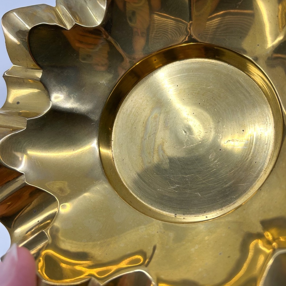 Vintage Brass Gold Tone Cigar Ashtray Mid Century Star Burst Hollywood Regency - Picture 5 of 16